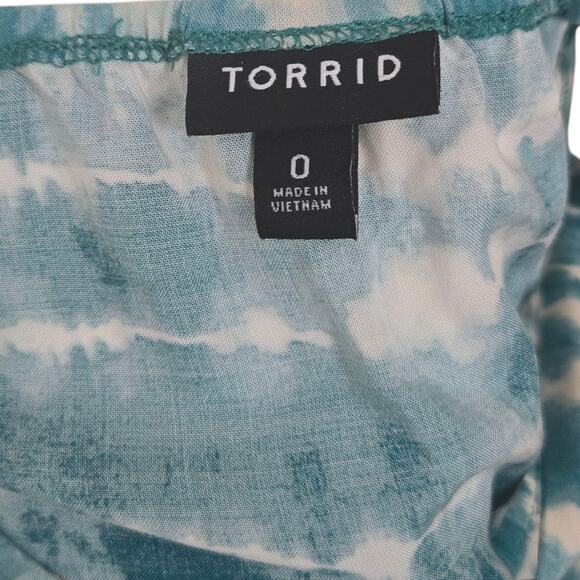 Torrid Womens Trapeze Dress 0 Large Mini Challis Cold Shoulder‎ Tie Dye Pockets - Picture 7 of 7